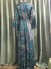 European and American Bohemian Style Flared Sleeve Print V-Neck High Waisted Vacation Dress Floral Women's Long Skirt