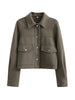 Jackets For Womens Autumn Solid Front Pockets Button Long Sleeve Jacket Elegant Woman Casual Outerwear Coat
