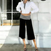 Women y2k Striped Low Rise Gaucho Pants Foldover Wide Leg Capris Palazzo Yoga Pants Flowy Cropped Culottes Lounge Bottoms