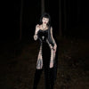 Dark Punk High Split Hem Straps Dess 90s Streetwear Gown Women Sexy Corn Bandage Velvet Dresses Mall Gothic Clothing