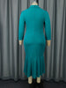 Women's Elegant Polo Collar Office Dress Long Sleeve High Waist Autumn Winter Solid Color Commuting Workwear