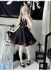 Japanese Kawaii Two Pieces Set Women Outfits Ruffled Patchwork Cute Bow Dress + Flare Sleeve Lolita Blouse Y2k Aesthetic JK Suit