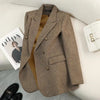 Women's Autumn Winter Long Sleeve Blazer Coats Vintage Thick Woolen Jackets Notched Elegant Outerwears Female Clothes
