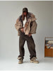 Vintage Thicken Faux Fur Woolen Jacket Women Hooded Pocket Lantern Sleeve Elastic Waist Coat Winter Female Daily Outwear