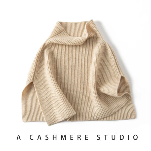 Pullover Scarf Knitted Cashmere Shawl Winter Scarves False Collar Coat Bib Warm Turtleneck Slit Jumper Shawl for Women