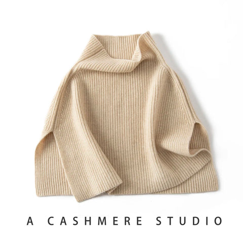 Pullover Scarf Knitted Cashmere Shawl Winter Scarves False Collar Coat Bib Warm Turtleneck Slit Jumper Shawl for Women