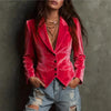 Velvet Blazers for Women Jacket Single Breasted Suit Collar Blazer Coat Solid Long Sleeve Simple Female Outerwear
