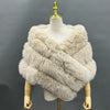 Janefur Real Fox Fur Shawl Poncho Women Elegant Wedding Bridal Formal Party Warm Winter Natural Fur Cape Coat