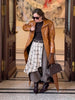 Brown Crocodile Embossed Faux Leather Trench Coat Lapel Single Breasted Straight Front Pockets Jacket Women Autumn Winter Fits