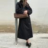 Women's Stand High Collar Single Metal Button Long Trench Coat Oversized Drop Shoulder Side Pocket Weekend Commute Casual Coat