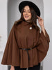 Women's Jackets Oversized Belt Tunic Jacket Autumn Winter Coat Female Red Brown Black Jacket Cropped Bat Sleeved Outerwears