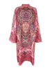 Women's Vintage Elegant Printed High Neck Kaftan Dress Long Sleeves Loose Elegant Evening Midi Dresses Robe