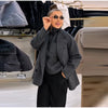 Elegant Women's Woolen Suit Jacket Vest 2 Pieces Set Loose Lapel Long Sleeve Breasted Jackets Knit Collar Vests Lady Coats