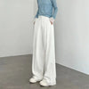 Korean White Suit Pants Women Casual Loose High Waisted Wide Leg Pants Ladies Simple All-Match Office Straight Trousers