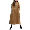 Women Autumn Corduroy Dress Casual Long Sleeve Buttons Up Sundress Solid Loose Holiday Vestido Kaftan Vintage Shirt Dress