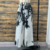 Dresses For Women Black And White Flowers Print Long Sleeve Ruffled Collar Elegant Dress Lace Up A-Line Dress Spring
