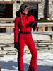 Women's Ski Suit Hooded Full Sleeve Jacket White High-Waisted Flared Pants Set Female Ski Sport Outerwear