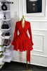 Women Tie Dye Print Flare Long Sleeve V-neck Sashes Ruffle Mini Dress Elegant Sexy Vacation Party Birthday Dresses