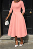Women Twist Length Sleeve O-neck Big Swing Retro Dress Autumn Vintage Vestidos Even Party Cocktail Dresses