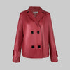 Autumn Winter Red Faux Leather Jackets Women Outwear Long Sleeves PU Leather Short Coats Outwear for Female