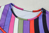 Women's Colorful Stripes Print O-Neck Long Sleeve Waistband Hips Wrapped Dress