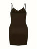 Plus Size Autumn Solid Casual Dress Women's Adjustable Suspender V Neck Slight Stretch Sexy Short Dress