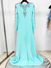 High Street Designer Party Vestido Women's Rhinestone Diamonds Beaded Split Long Maxi Dress