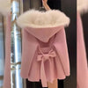 White Turn Coat Women's Autumn Winter Belt Woolen Coat Fur Coat Fragrant Wind High end Lightweight Short Fur Neck