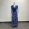 Pleated Women's Gold Foil Printing Dress Feather Rhinestone Blazer Collar Elegant Fake Two Pieces Tie Clothing