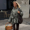 Winter Solid Women Thicken Coat Casual Long Sleeve Hooded Zippers Pleated Female Outwear Elegant Lady Oversize Jacket