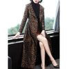 High End Leopard Coat Women Spring Autumn Korean Slim Long Trench Coat Female Windbreaker With Belt Mother Outwear 4XL
