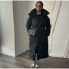 Winter Warm Stand Neck Long Lace Up Down Jackets Women Solid Ruff Soft Waist-cinching Coat Female Winter Chic Jackets