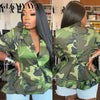 Women Camouflage Ruffles Flare Double Button Jackets Autumn Winter Streetwear Coats Jacket Outwear Outcoat