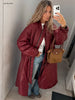 Female Oversized Long Puffer Coat Zip Lapel Full Sleeve Warm Thick Green Overcoat Winter Casual Street Chic Outwear