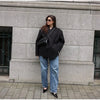 Casual Solid Women Blazer Coat Lapel Long Sleeve One Button Loose Outerwear Autumn Female Chic High Street Overcoat