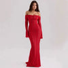 White Evening Dresses for Events Red Long Sleeve Lace Elegant Party Dresses Women Wedding Prom Dress Gown