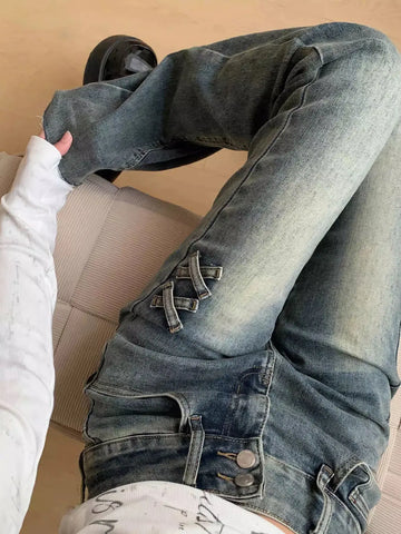 Retro High Waist Solid Color Micro-Flare Women Jeans Y2K Street Clothing Slim and Slim Stretch Flared Pants