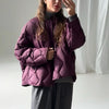 Quilted Round Neck Solid Puffer Coat Zip-Up Oversized Winter Women Padded Jacket Versatile Casual Lady Cotton-Padded Coat