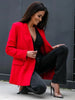 Blazer women casual Autumn Winter Long-sleeved double-breasted solid color long blazer women's clothing