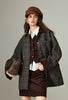 Women Coat Winter 100% Sheep Wool Corduroy Plaid Patterned Patchwork Woolen Coat