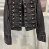 Punk Style Black Stand Up Collar Denim Jackets Vintage Washed Motor Coat For Women Autumn Loose Long Sleeve Outerwear