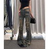 Autumn Winter Women's Denim Pants High Waist Cargo Jean Goblin Core Kpop Bell Bottom Japanese Y2k Stretch 2000s Jeans Gyaru