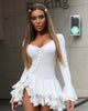 Women's A-Line Bodycon Mini Dress Ruffle Hem V-Neck Asymmetrical Buttons Long Sleeve Short Dress Party Streetwear Outfits
