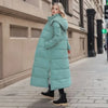 Cotton Coat Long Parka Coat Jacket Women Autumn Winter Thick Warm Coats Woven Block Hooded White Down Parkas