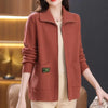 Knitted Cardigan Jacket Women Sweater Autumn Winter Lapel Zipper Sweater Jacket Loose Solid Outerwear Female Sweatshirt Tops