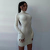 Autumn Knitted Turtleneck Dress Women Long Sleeve Bodycon Midi Dresses Female Elegant Solid Color Skinny Dress
