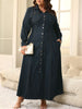 Plus Size Dresses for Women Denim Button Solid Long Elegant Maxi Dress Fall Winter Clothes