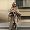 Solid Lace Up Long Trench Coat Women Full Sleeve Lapel Single Breasted Loose Outerwear Chic Lady Autumn Street Windbreak