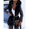 Women Autumn Winter Warm Faux Fur Coat Thick Women Long Coat Hooded Zipper Women Warm Coat with Belt Casaco Feminino