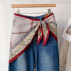 1pc Printed Triangular Scarf Bandanas Women's Elegant Niche All-Matching Scarf Jeans Belt